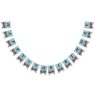 Birthday Little Dutch Boy and Girl Red Tulips Blue Bunting