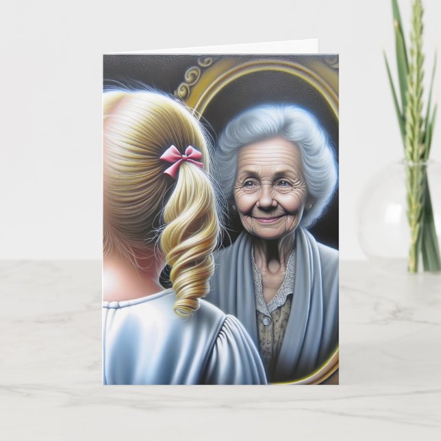 Birthday Little Girl and Old Lady Card (Front)