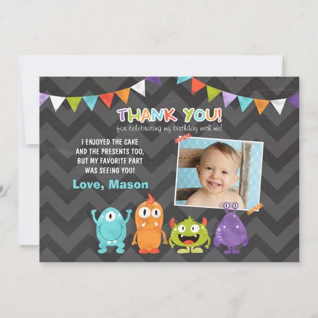 Birthday Little Monster Thank You Card (Front)