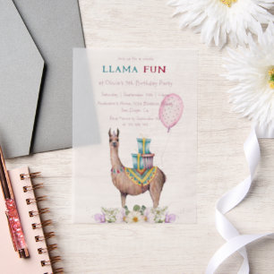 Birthday Llama Vellum Invitations