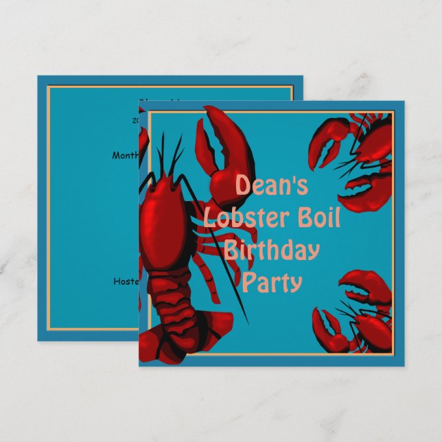 Birthday Lobster Boil Party Invitation (Front/Back)