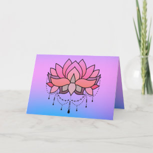 Birthday Lotus Pink Blue Tranquil Motivational Card