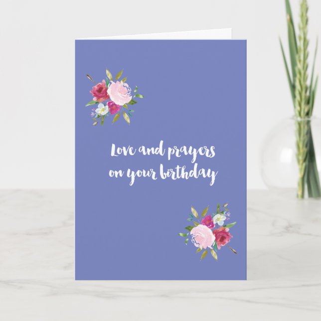 Birthday Love and Prayers - Watercolor Roses Card (Front)