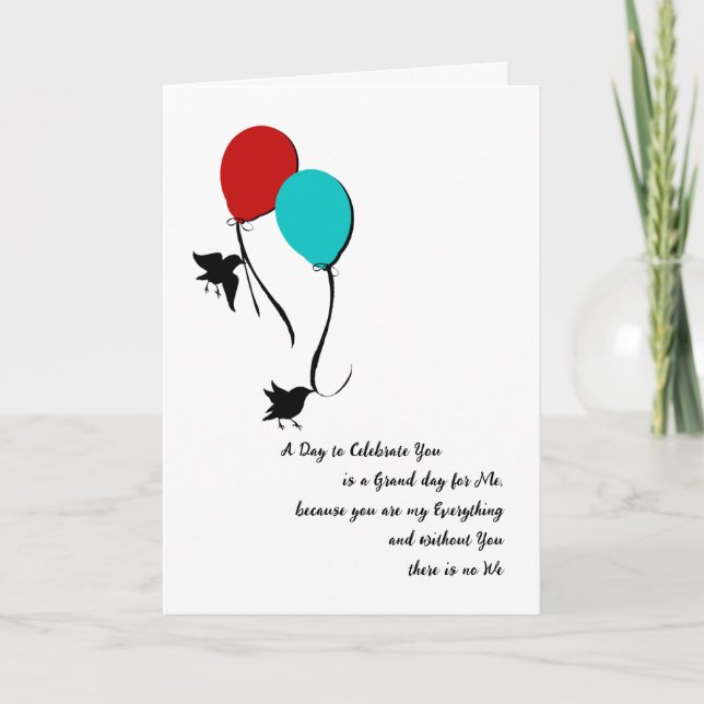 Birthday Love Birds and Balloons Thank You Card (Front)
