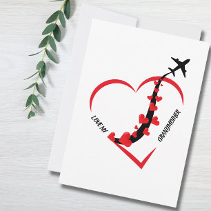 Birthday Love My Grandmother Aeroplane Heart Custo Holiday Card