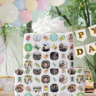 Birthday Lovebugs Photo Collage Wrapping Paper