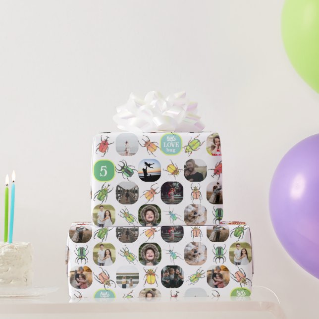 Birthday Lovebugs Photo Collage Wrapping Paper (Party Gifts)