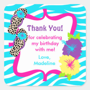 Birthday Luau Party Favour Tag