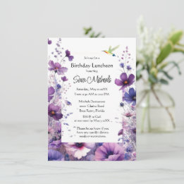 Birthday Luncheon Purple Hibiscus Flower  Invitation