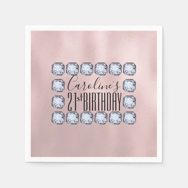 Birthday Luxury Rose gold Glass Texture Napkin (Front)