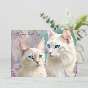 Birthday Lynx Point Siamese Cat Portrait Art