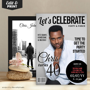 Birthday Magazine Cover Invitation   Modern Invite