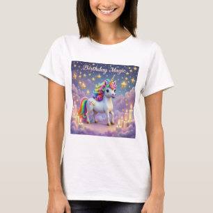 Birthday Magic poster Whimsical unicorn kids party T-Shirt