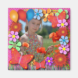 Birthday Magnets: 003 Butterflies and Flowers Magnet