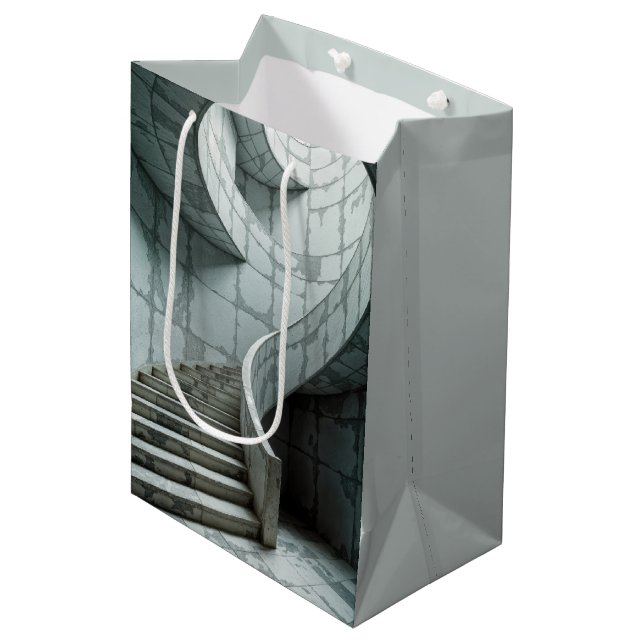Birthday Magnificent Marble Spiral Staircase Medium Gift Bag (Front Angled)