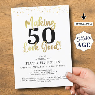 Birthday Making AGE Look Good Gold Black Invitation