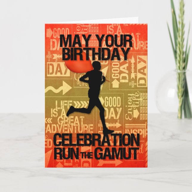 Birthday Male Runner Sport Theme Card (Front)
