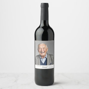Birthday Male Stylish Photo Elegant Memento  Wine Label