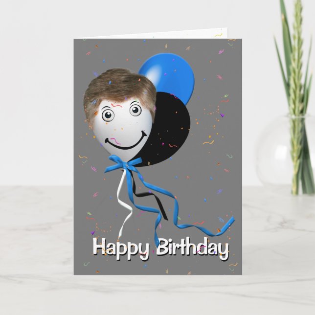 Birthday Man on Party Balloon  Card (Front)