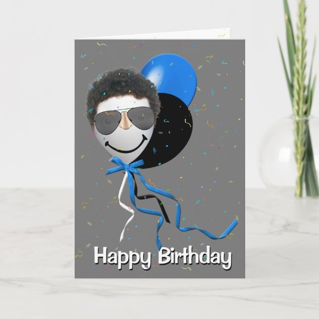 Birthday Man on Party Balloon  Card (Front)