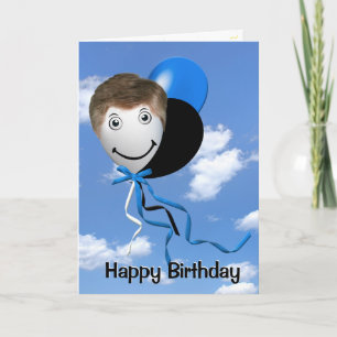 Birthday Man on Party Balloon  Card