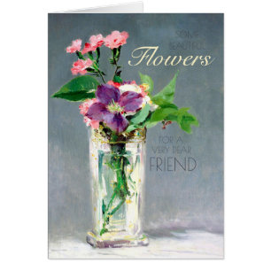 Birthday Manet Carnations and clematis CC1239 Card