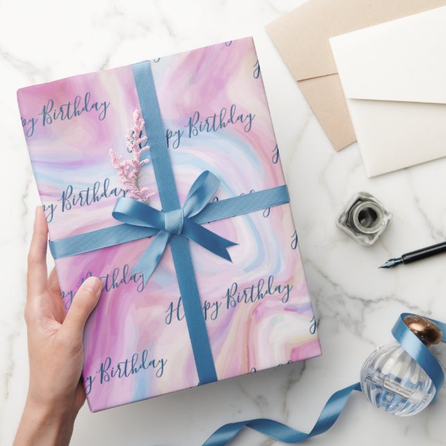 Birthday Marble Abstract Swirl  Wrapping Paper (Gifting)