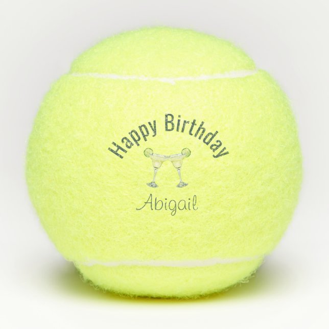  Birthday Margarita Toast Custom  Tennis Balls (Front)