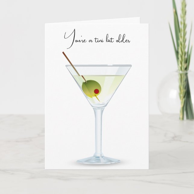Birthday Martini On White Card (Front)