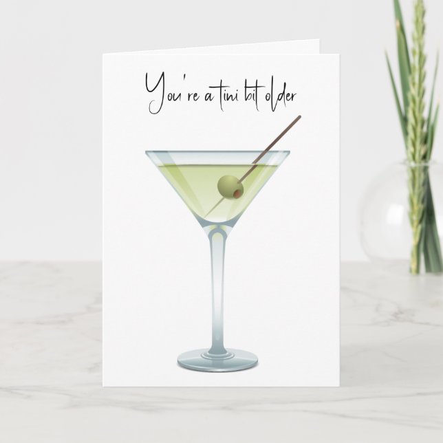 Birthday Martini On White Card (Front)