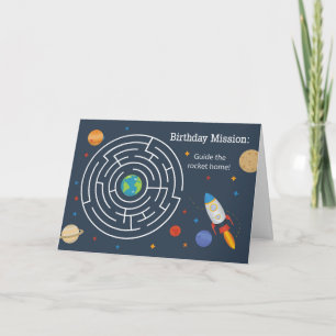 Birthday Maze Rocket Ship in Space For Child Card