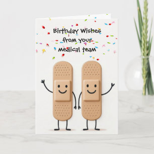 Birthday Medical Bandage Stick Figure People Card