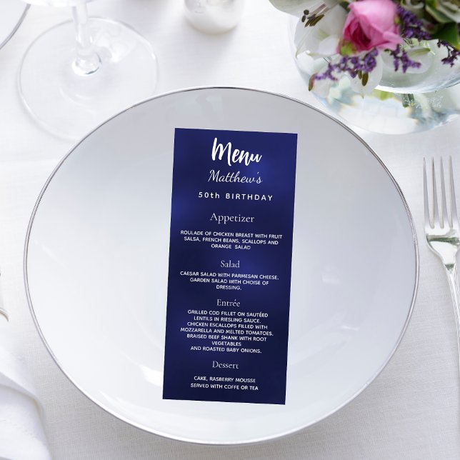 Birthday Menu navy blue white (Creator Uploaded)