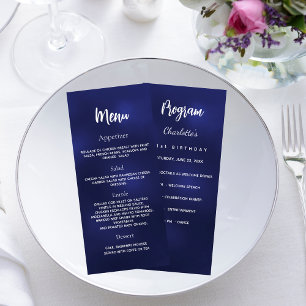 Birthday Menu program navy blue white