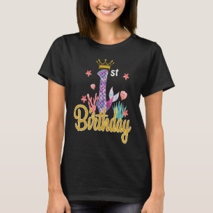 Birthday Mermaid 1 Years Old For Princess Girls T-Shirt