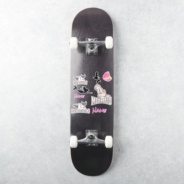 Birthday Mermaid Girl Sticker (Skateboard)