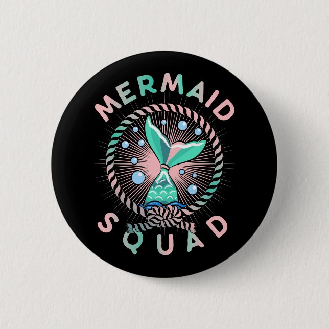 Birthday Mermaid Squad Father Kids Mum 6 Cm Round Badge (Front)