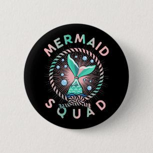 Birthday Mermaid Squad Father Kids Mum 6 Cm Round Badge