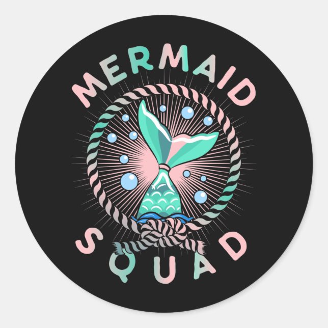 Birthday Mermaid Squad Father Kids Mum Classic Round Sticker (Front)