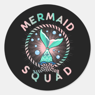 Birthday Mermaid Squad Father Kids Mum Classic Round Sticker