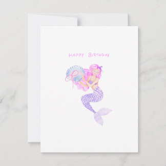Birthday mermaid with pink hair  card