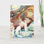 Birthday Mermaids Sisters and Ship Card<br><div class="desc">Mermaids offer a dagger to their sister who has become human and is on board a ship. Card inside reads: Happy Birthday.</div>