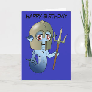 Birthday Merman Neptune's Warrior Card