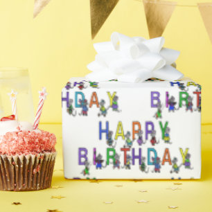 Birthday Mice on White Wrapping Paper