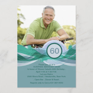 Birthday Milestone Blue Photo Invitation