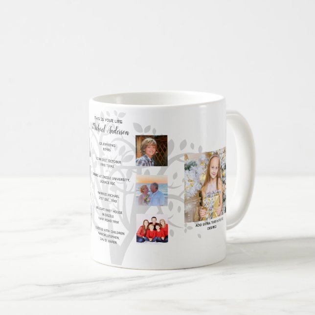 Birthday Milestones PHOTO COLLAGE Family Tree Gift Coffee Mug (Front Right)