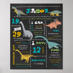 Birthday Milestones Poster - Dinosaurs