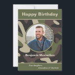Birthday Military Camouflage Photo Custom Card<br><div class="desc">Birthday Military Camouflage Photo Custom Card has a military look great for those who have served our country or just like the military camouflage look.  Personalise with your photo and information. Happy Birthday.</div>