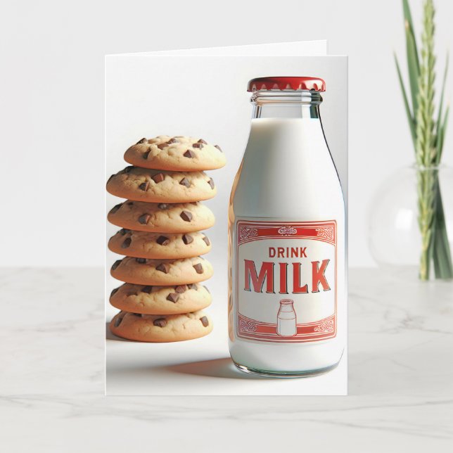 Birthday Milk and Chocolate Chip Cookies Card (Front)