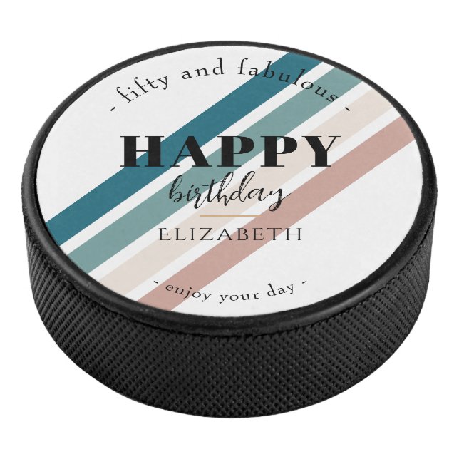 Birthday Minimalist design in pastel colours Hockey Puck (3/4)